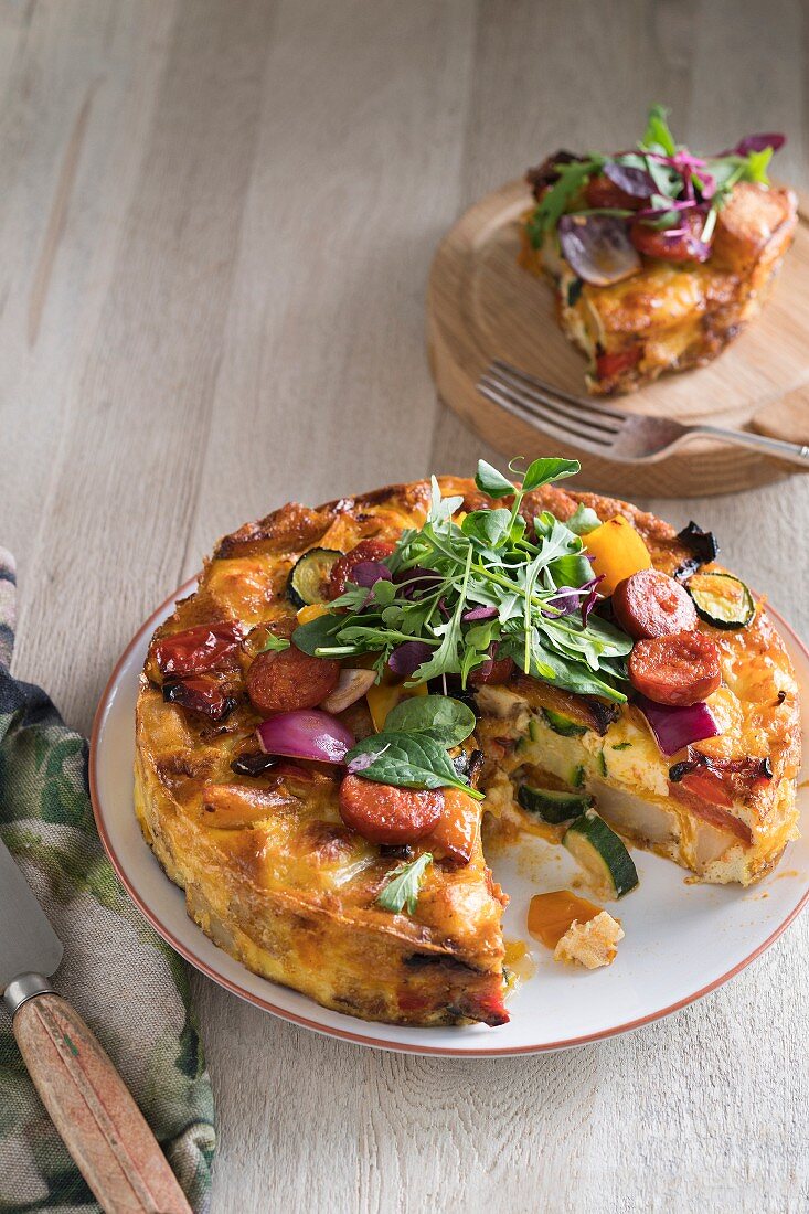 Frittata mit geröstetem Gemüse und Chorizo