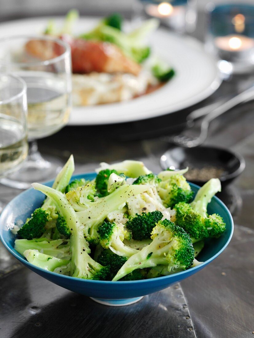 A side dish of stewed broccoli