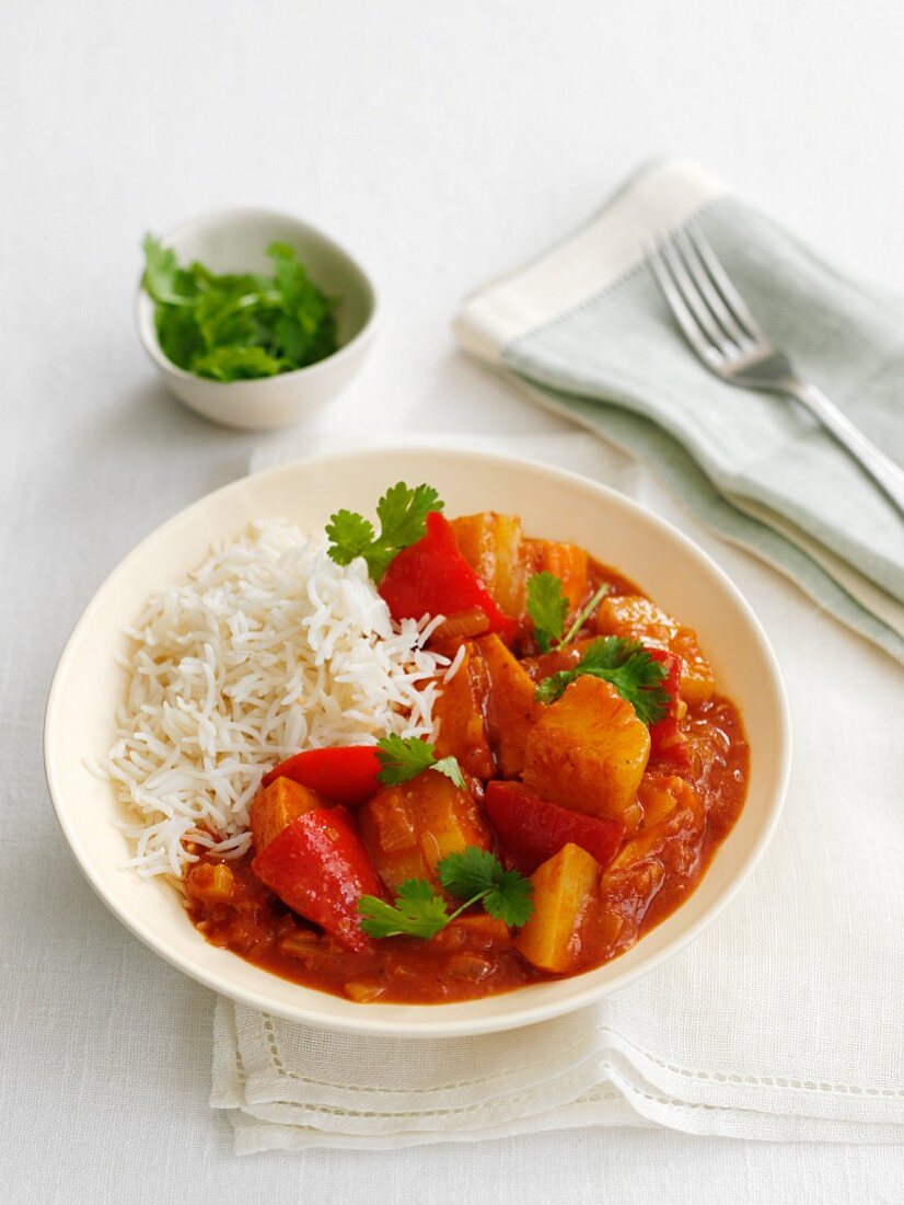 Vegetable curry with rice (Asia)