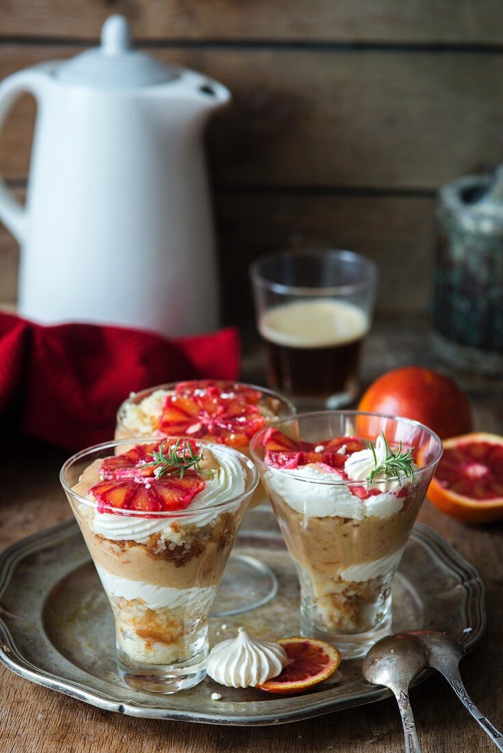 Blood orange trifle with meringue