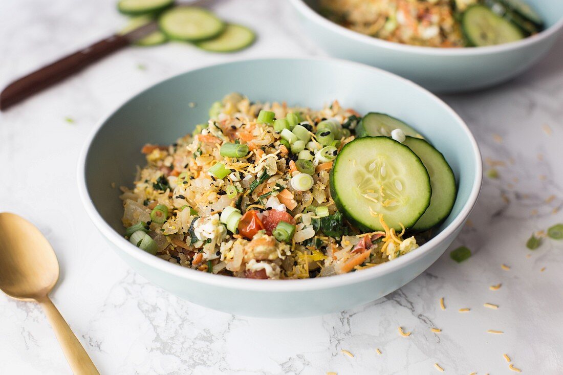 Poha with eggs and vegetables