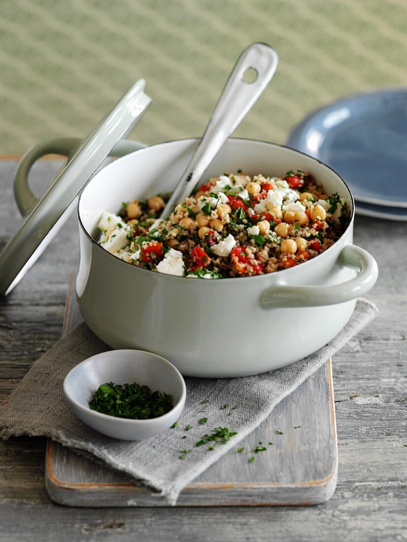Pilau with chickpeas and feta