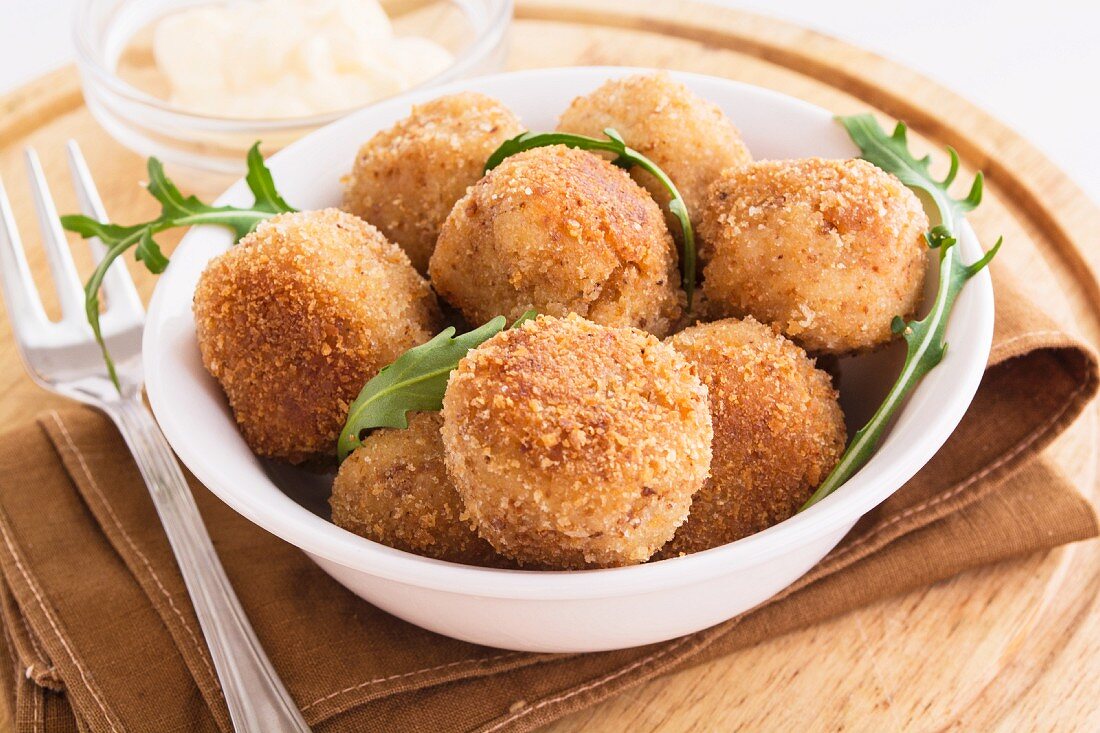 Vegetarian cauliflower balls in a bowl