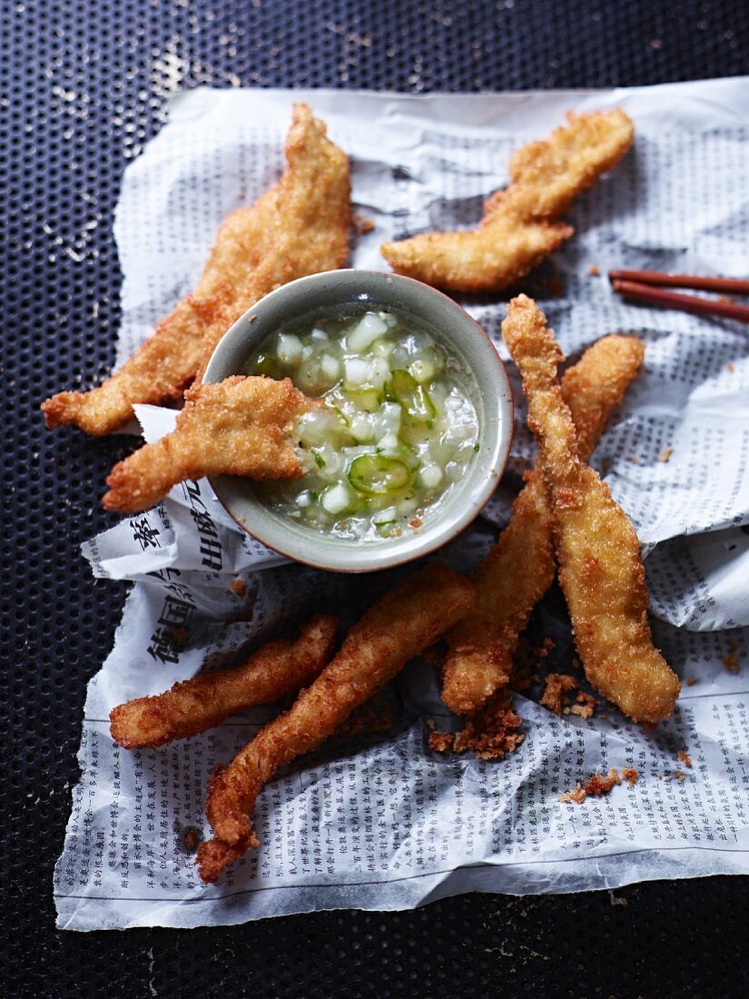 Hühnersticks mit Melonenchutney