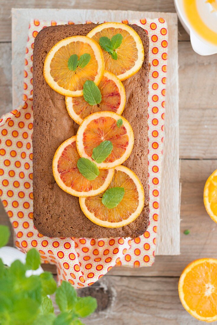 Kastenförmiger Orangenkuchen (Aufsicht)