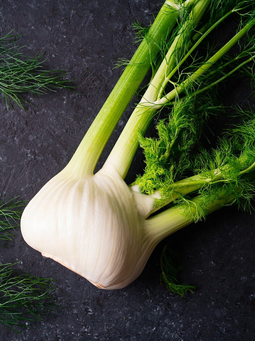 A fennel bulb with leaves