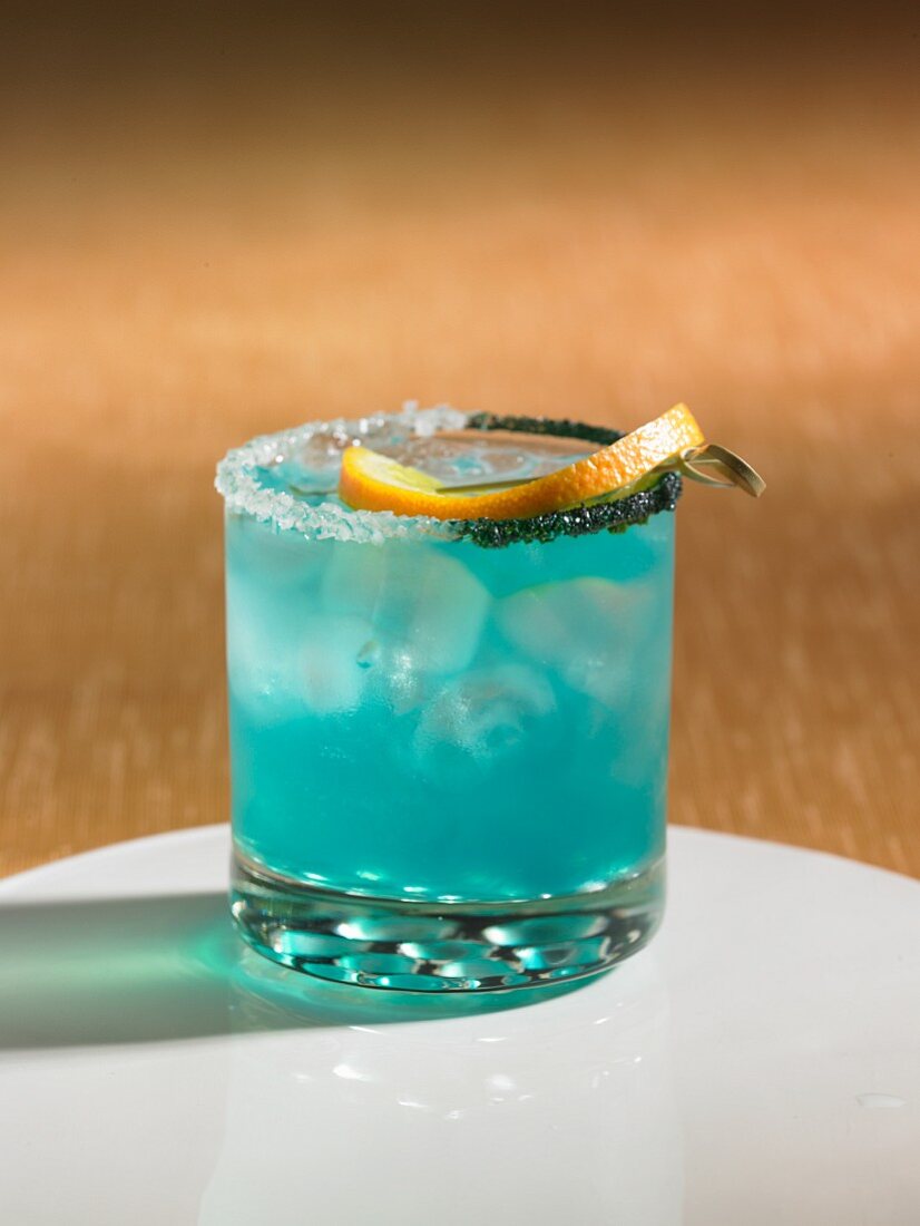 A blue lagoon cocktail with vodka