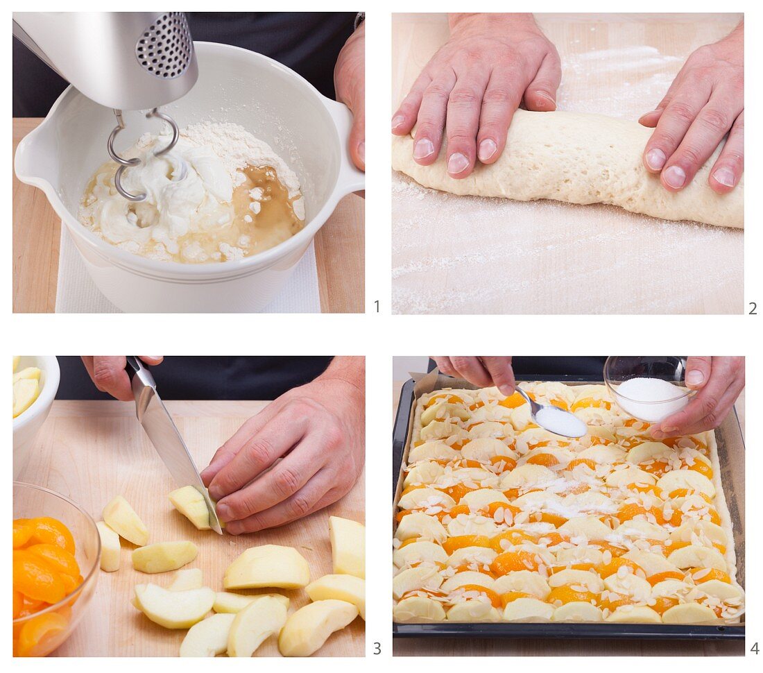 How to make apricot apple cake with quark oil dough