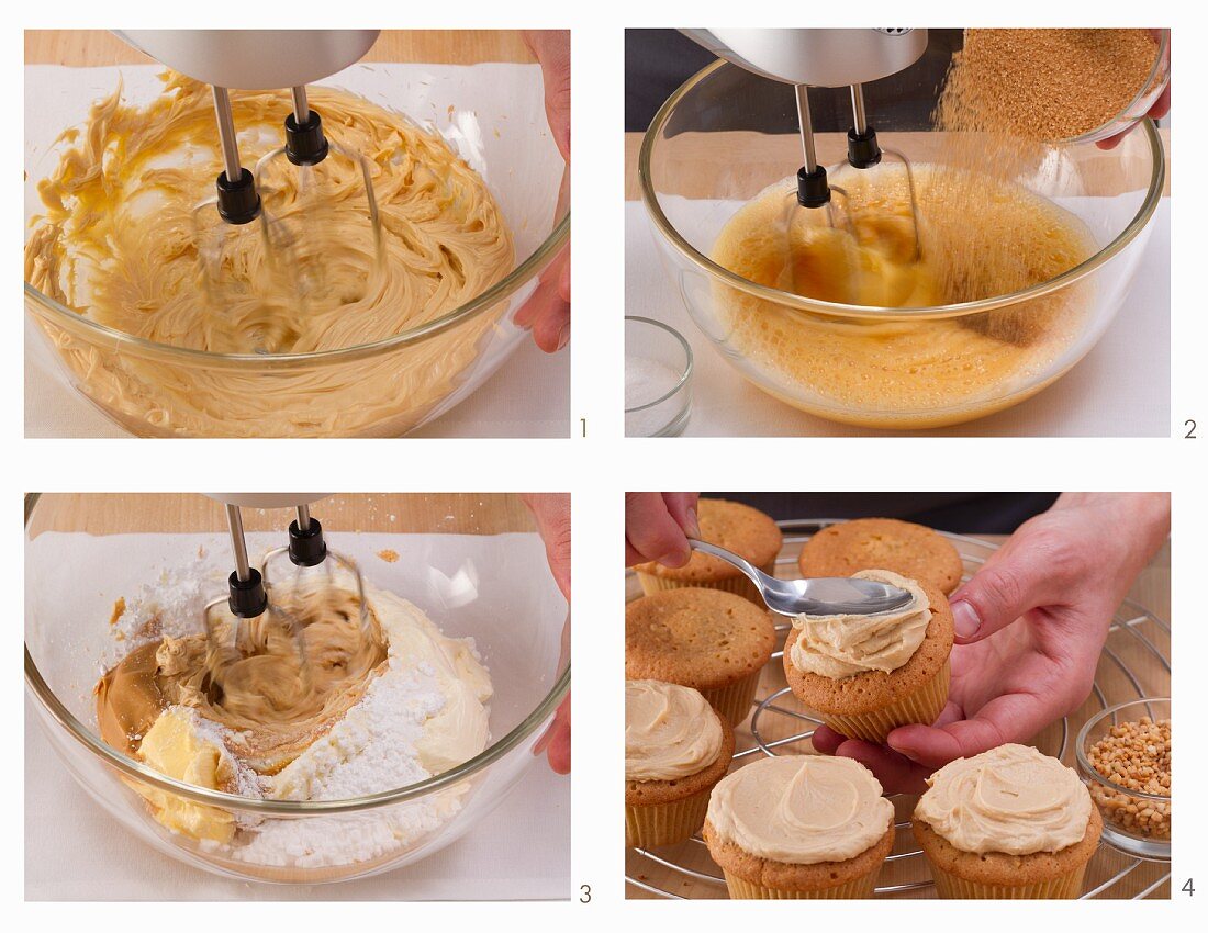 Cupcakes mit Erdnuss-Frischkäse-Creme zubereiten