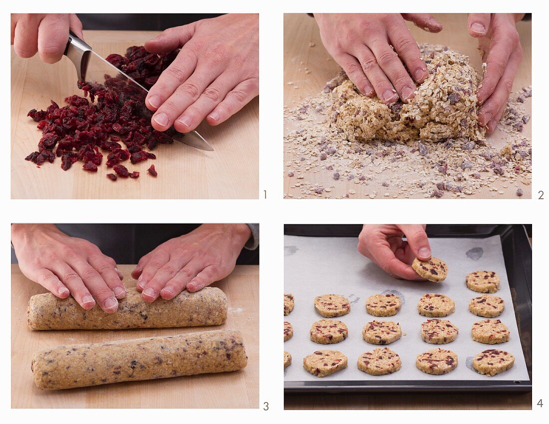 Haferflocken-Cookies mit getrockneten Cranberries herstellen