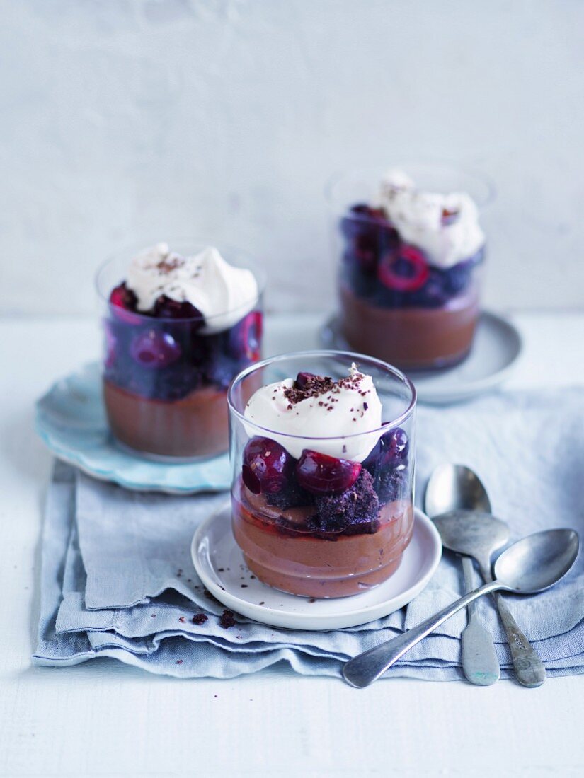 Trifle with cherries