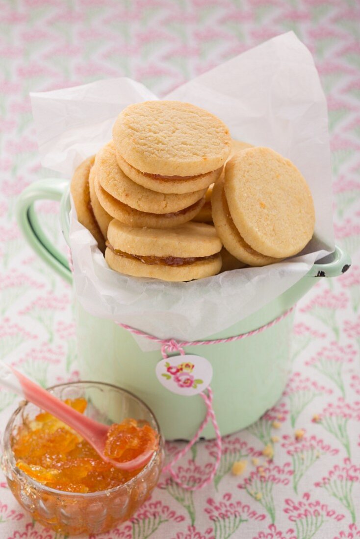 Cookies filled with orange jam
