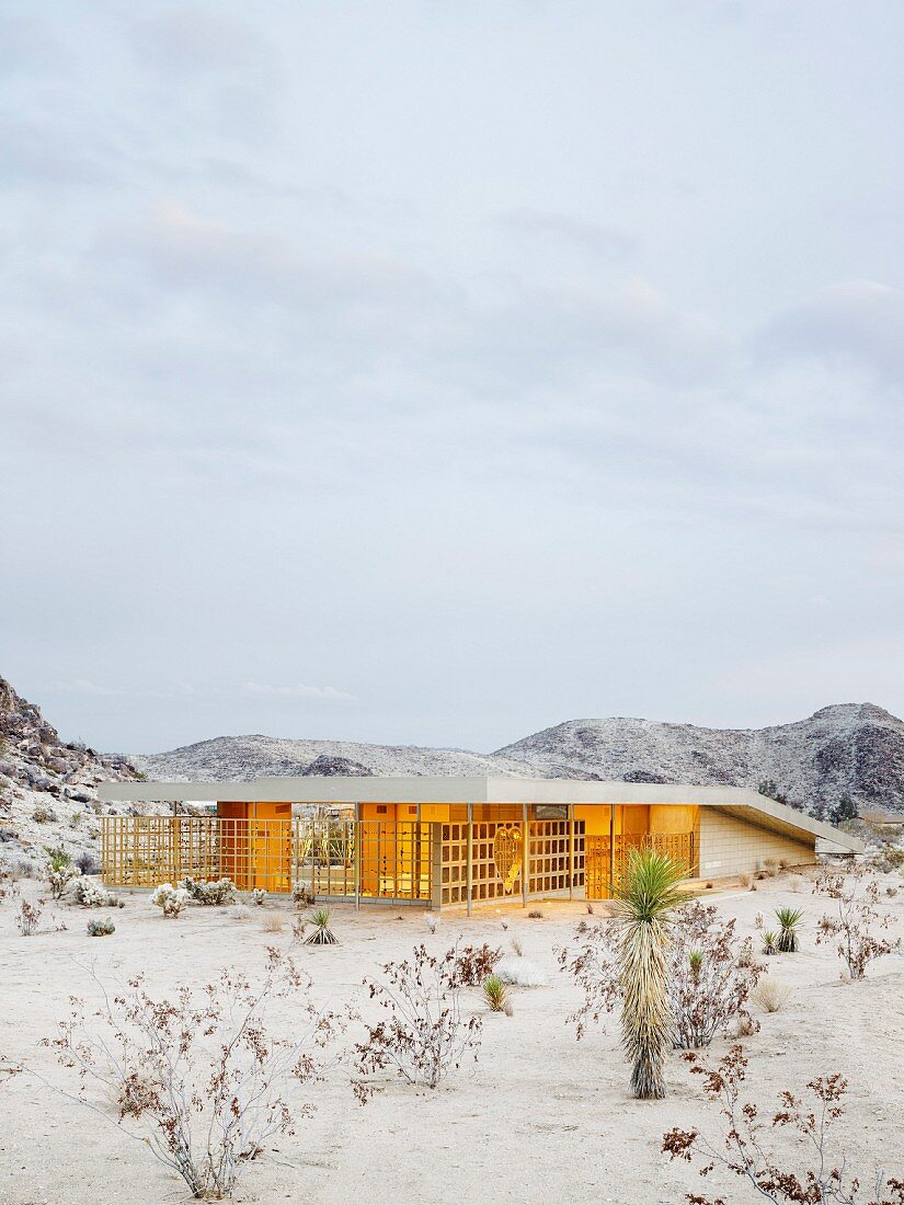 Modern architect-design house in desert landscape