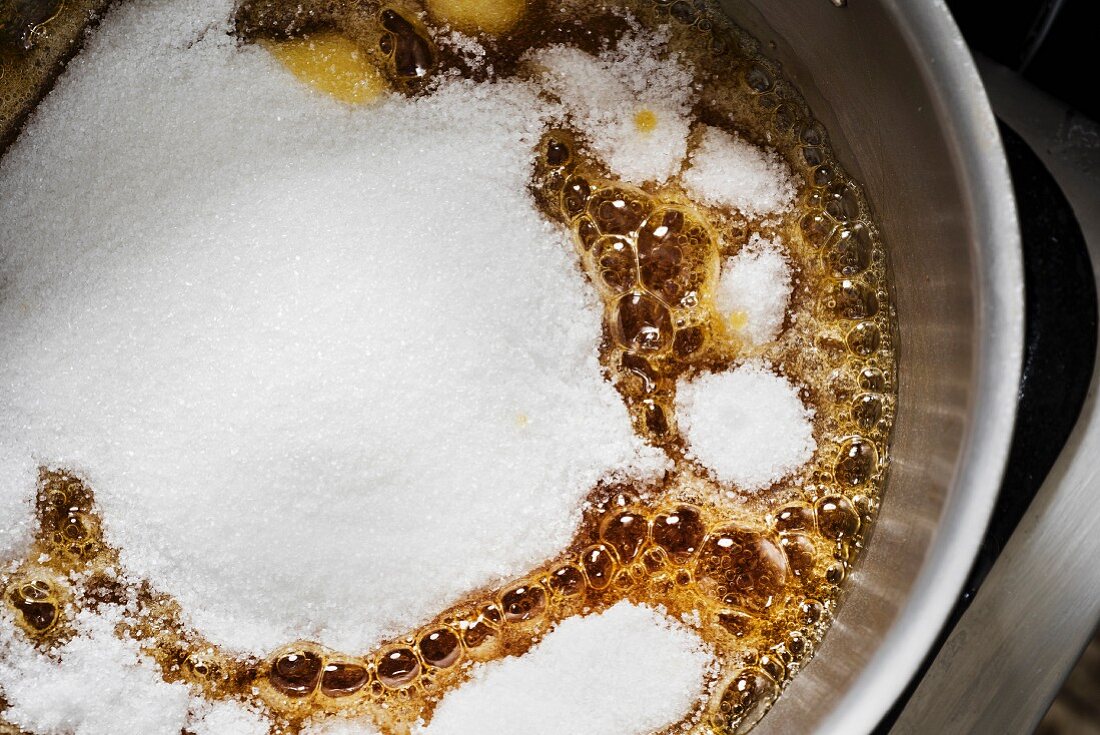 Syrup and sugar being cooked