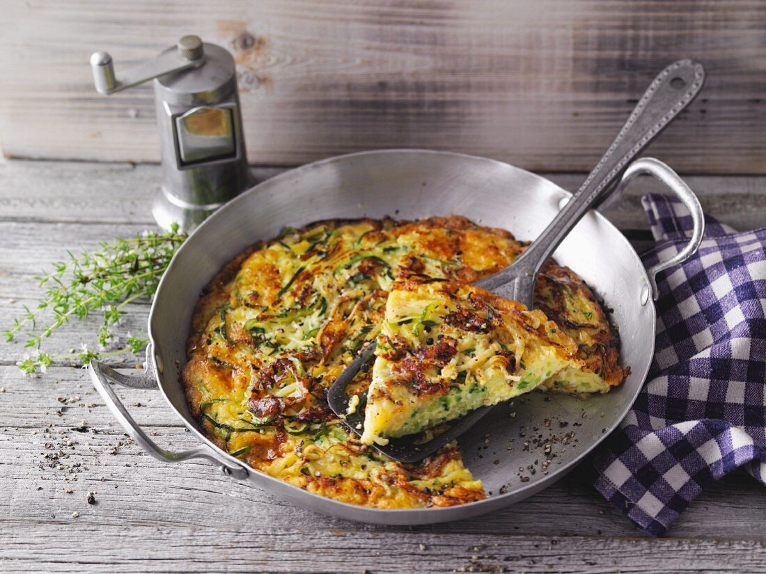 A zucchini noodle frittata with alpine cheese