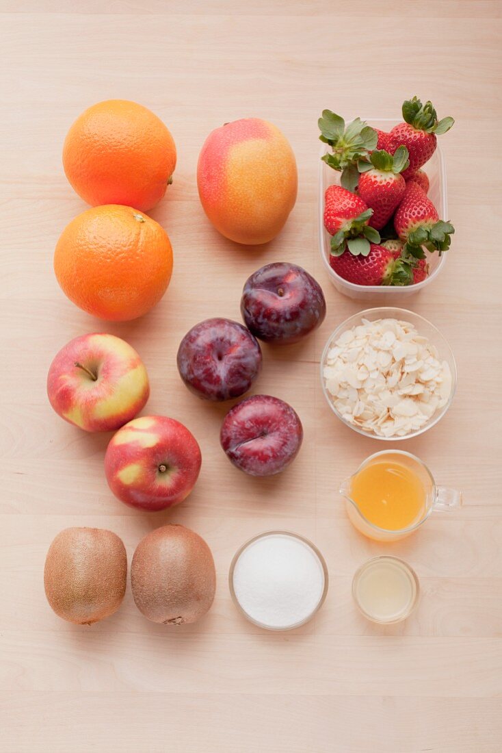 Ingredients for fruit salad