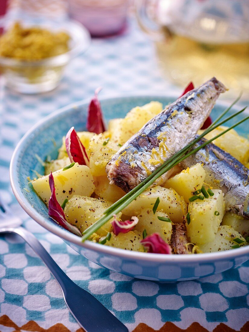 Potato salad with sardines