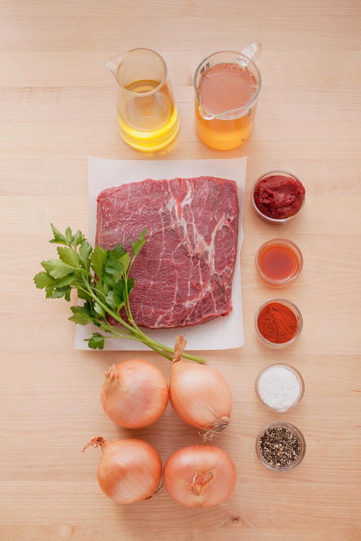 Ingredients for classic goulash