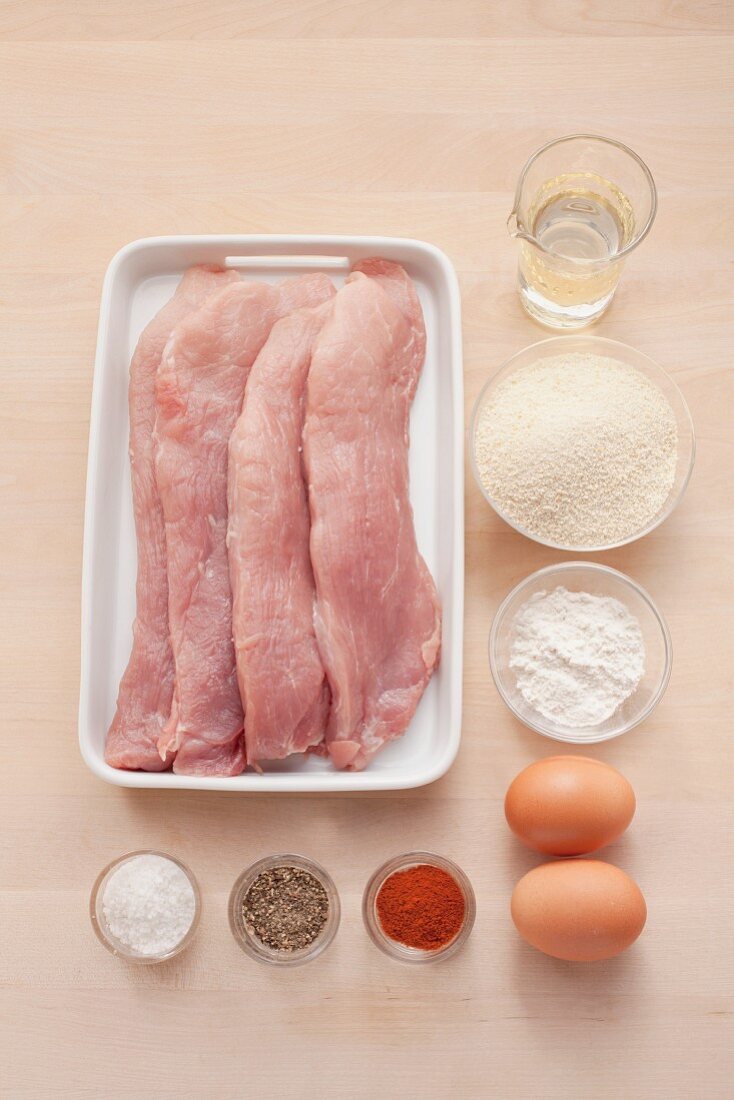 Ingredients for Viennese-style pork schnitzel