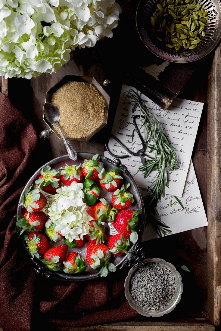 Strawberries prepared for eating