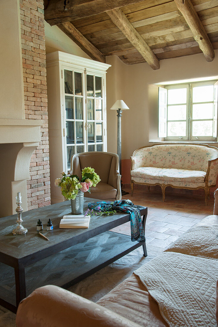 Vintage furniture in French-style living room