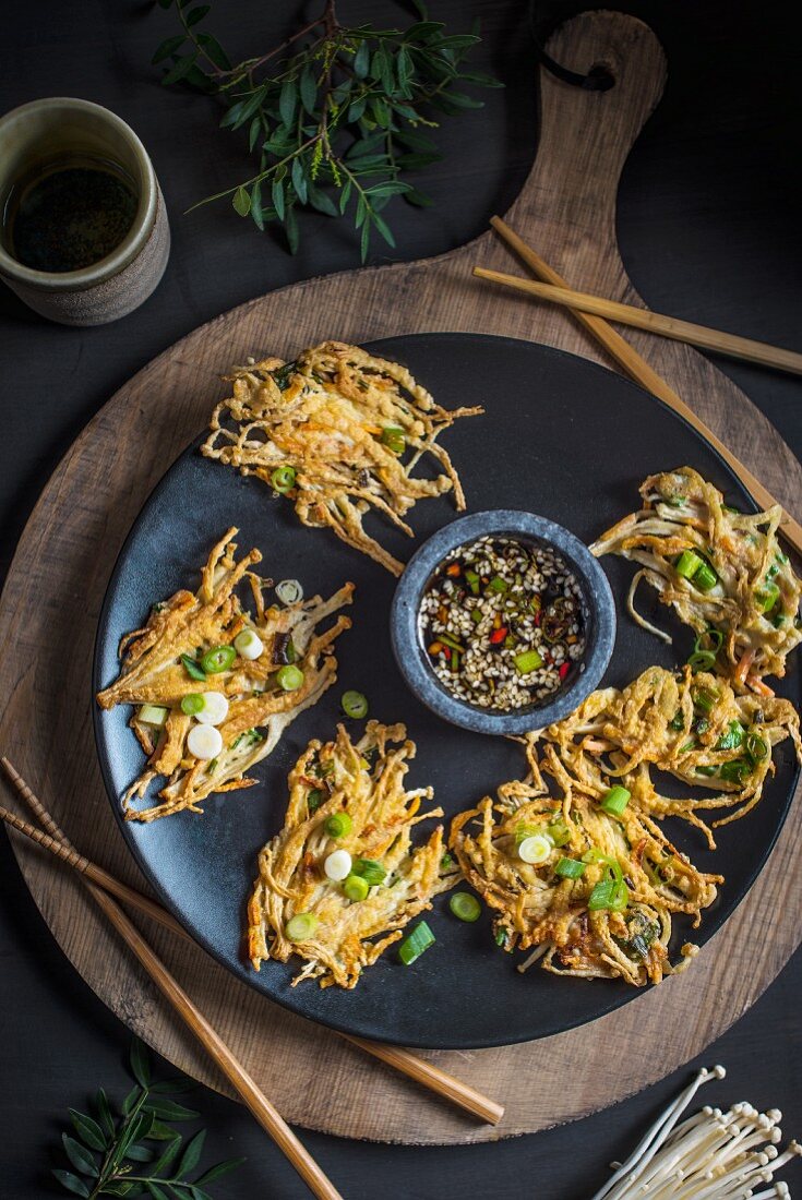 Enoki mushroom fritters (Asia)