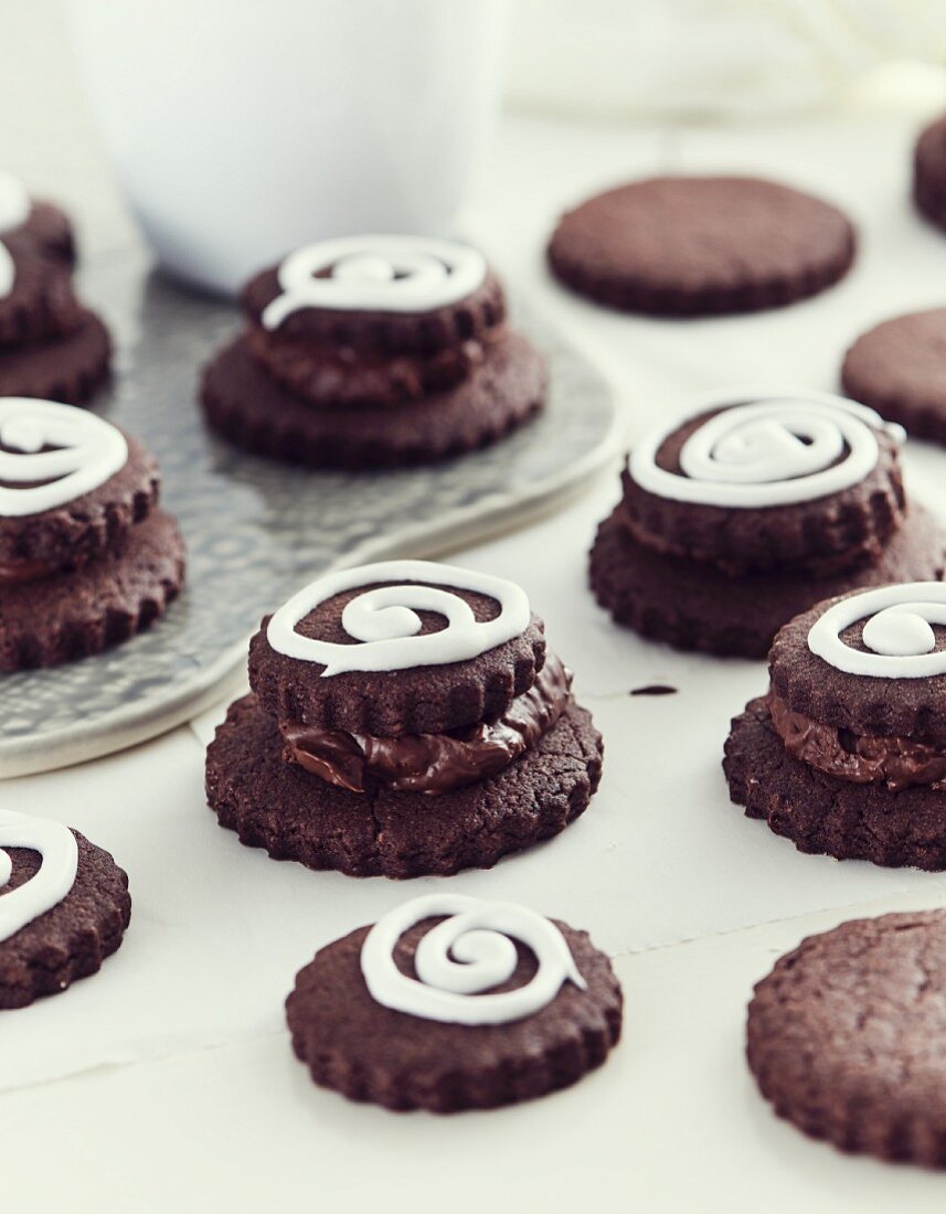 Nougat and liquorice biscuits