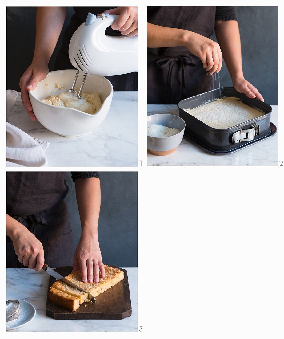 Peanut and coconut bars being made