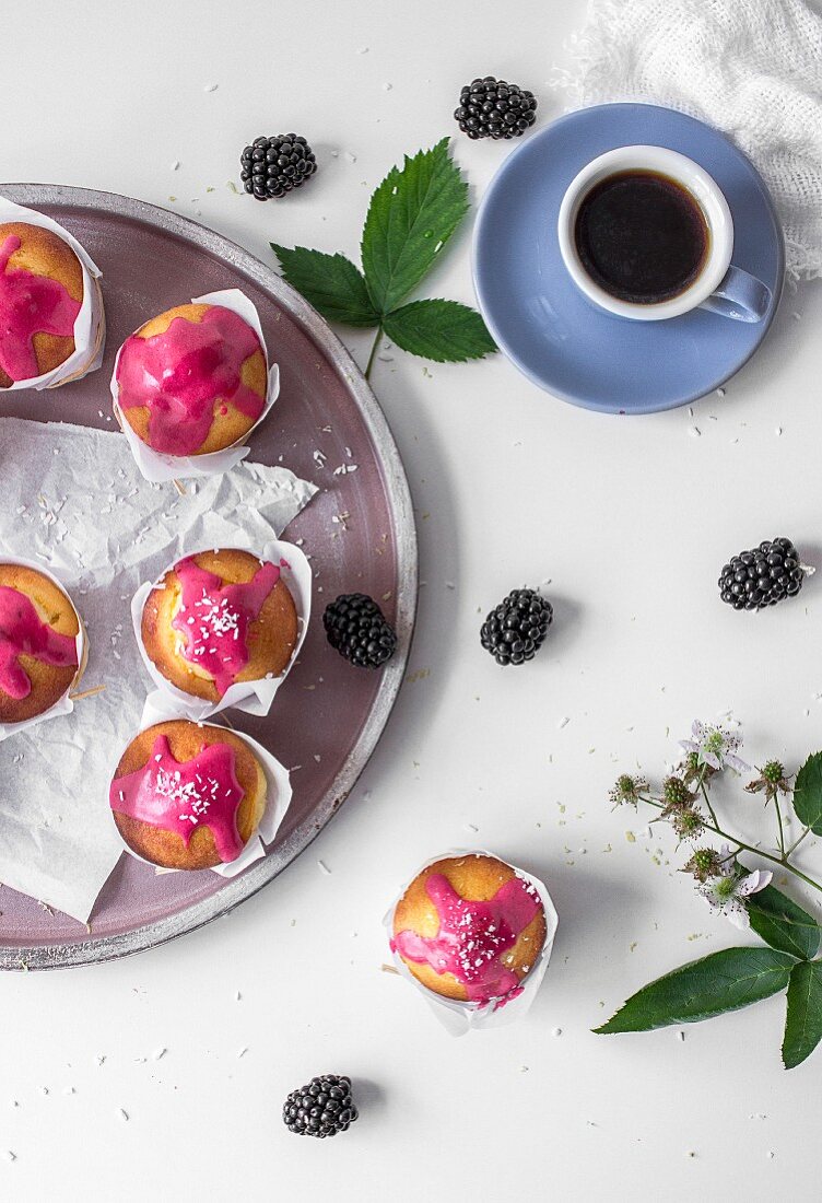 Lemon muffins with blackberry