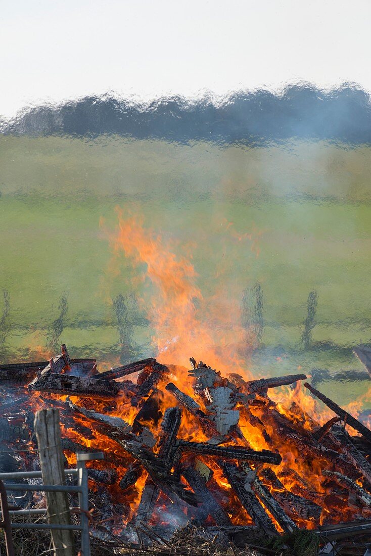 Optical distortion from a bonfire.