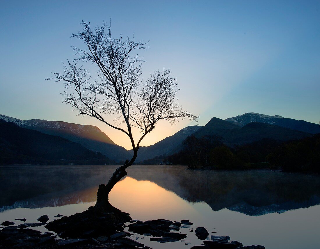 Llyn Padarn and Snowdon, Wales, UK