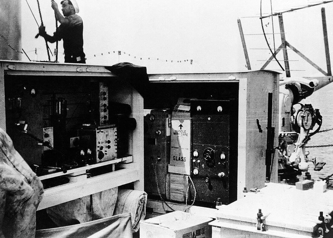First ship radar test, USA, 1937