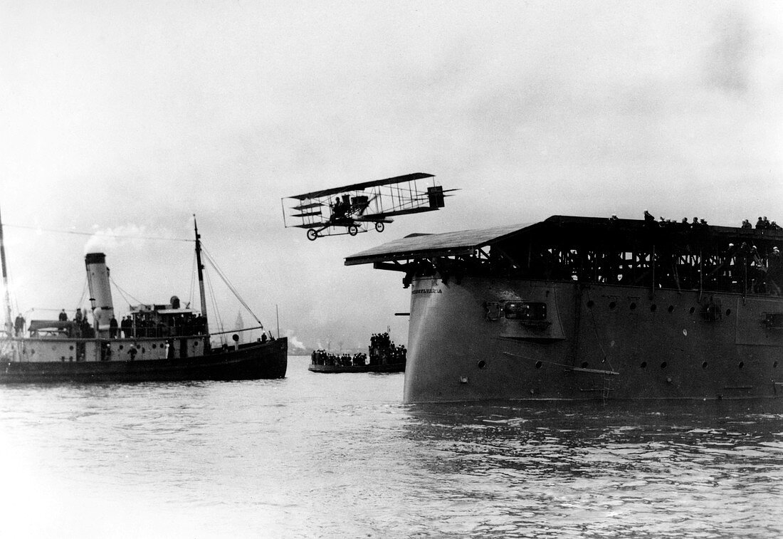 Eugene Ely taking off from USS Pennsylvania, USA, 1911