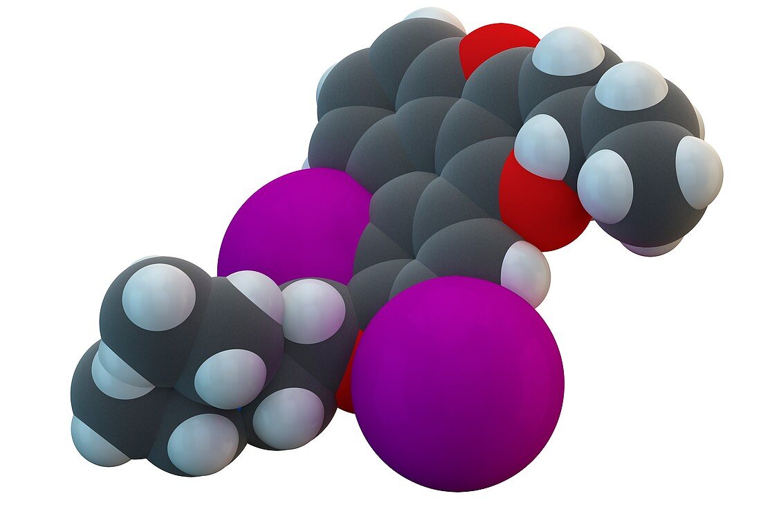 Amiodarone antiarrhythmic drug molecule