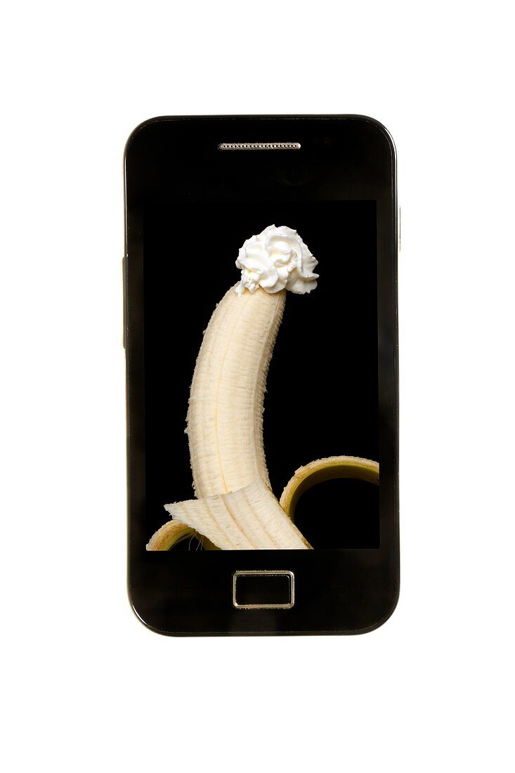 Mobile phone with erotic image of banana