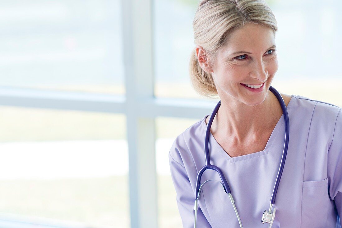 Care worker smiling