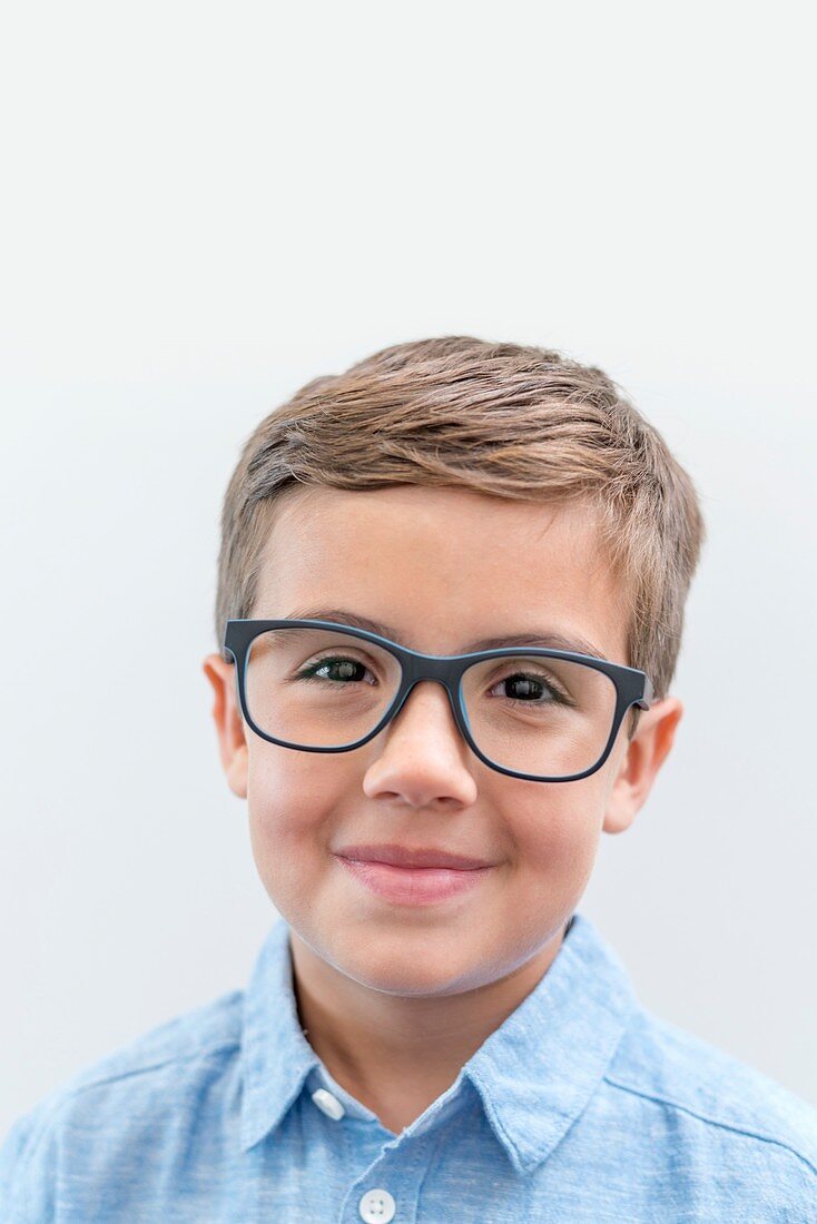 Boy wearing glasses