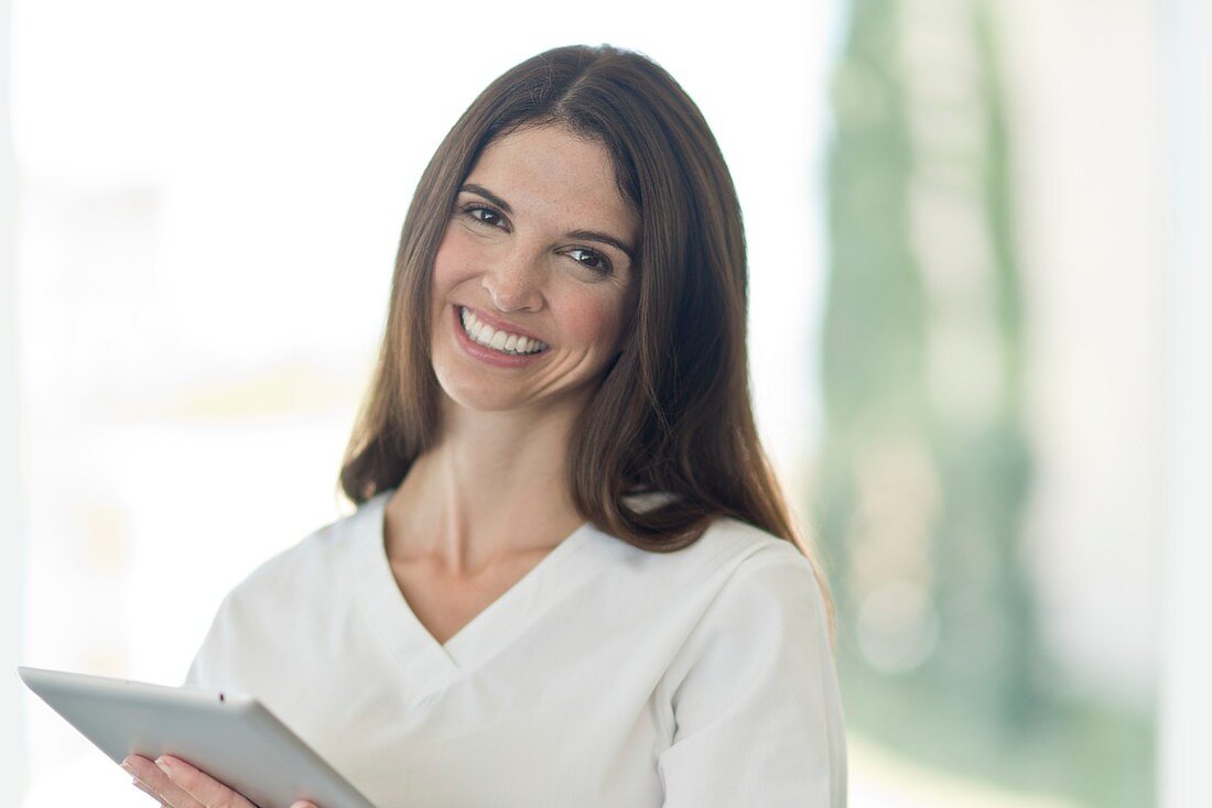 Female medical professional smiling