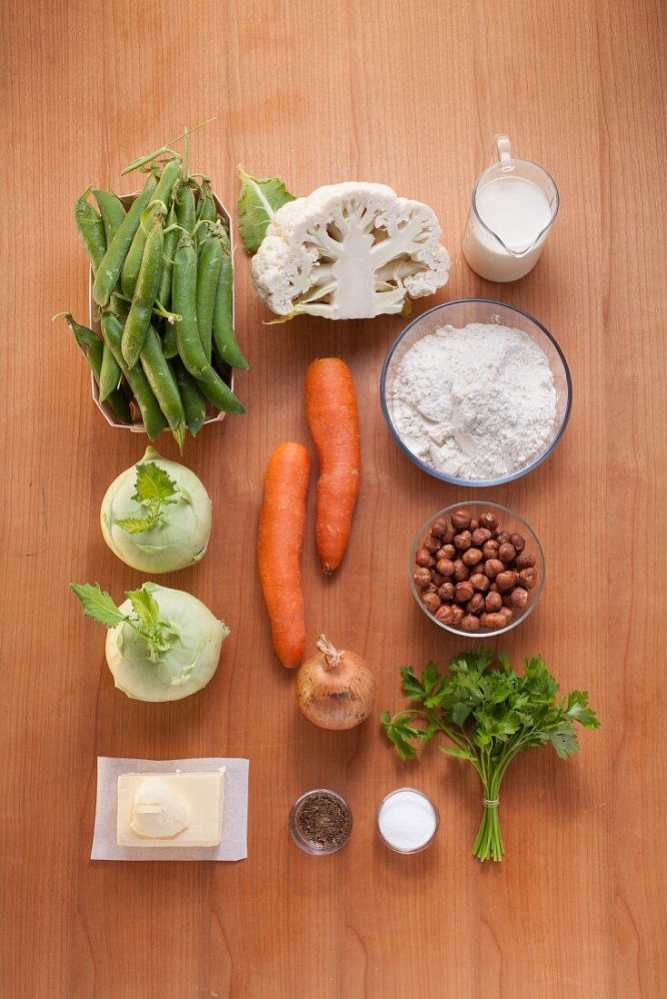 Ingredients for vegetable nut crumble