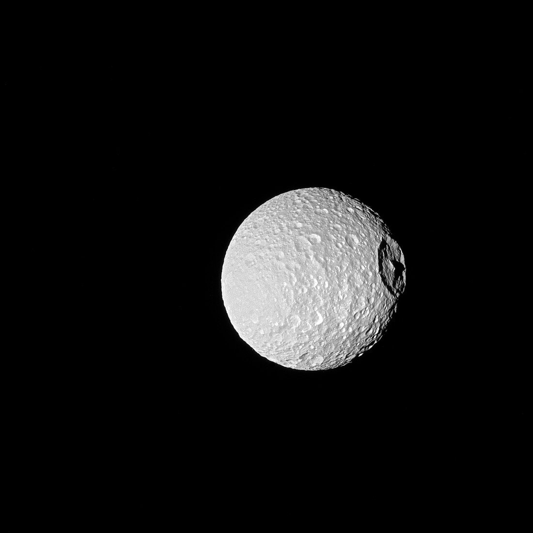 Saturn's moon Mimas, Cassini image