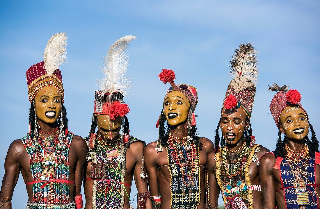 Male Wodaabe dancers at Gerewol in Chad