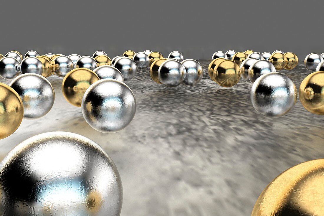 Silver and gold nanoparticles, illustration