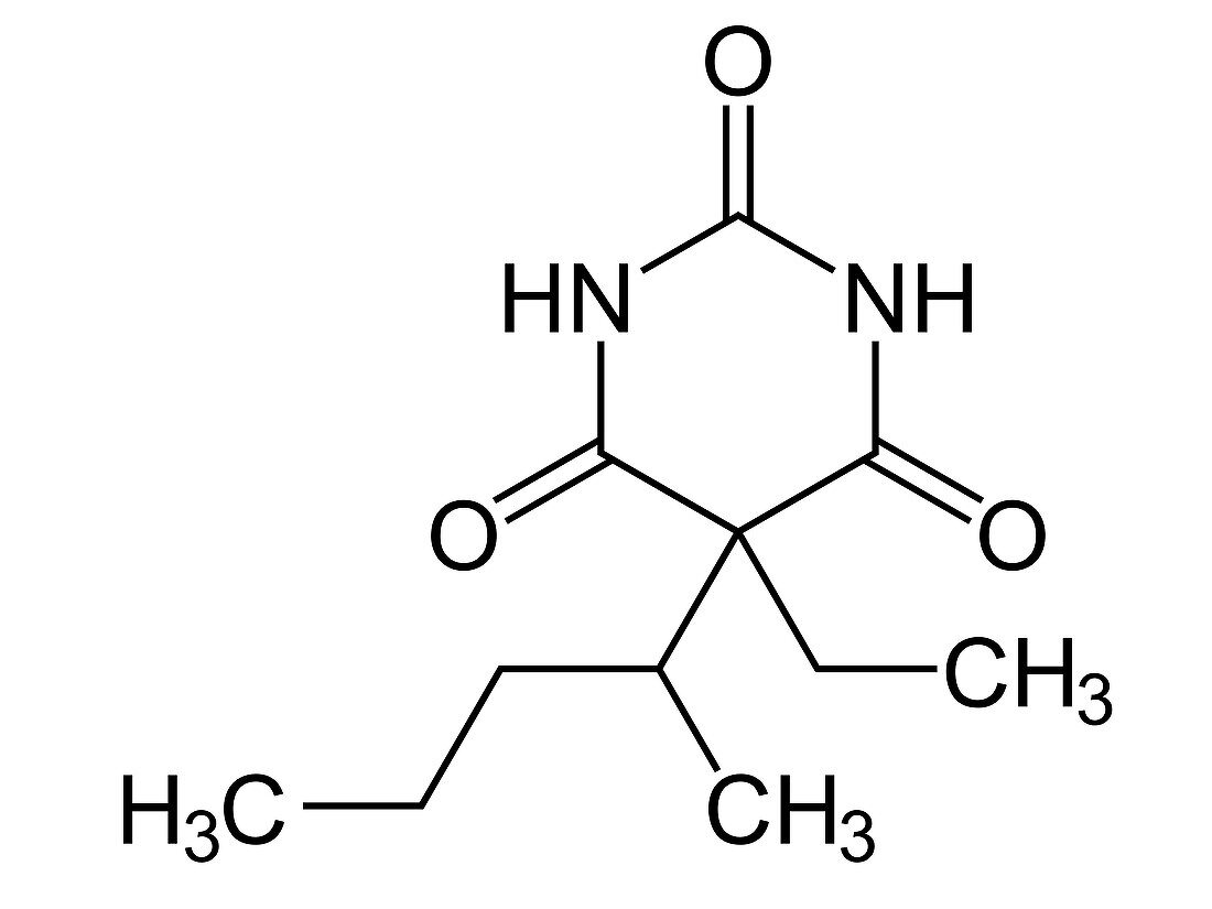 Pentobarbital, structural formula