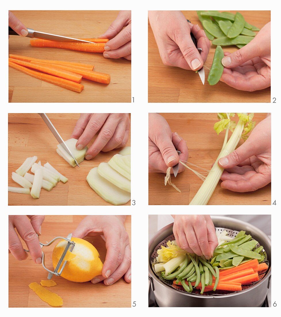 Steamed vegetables being made