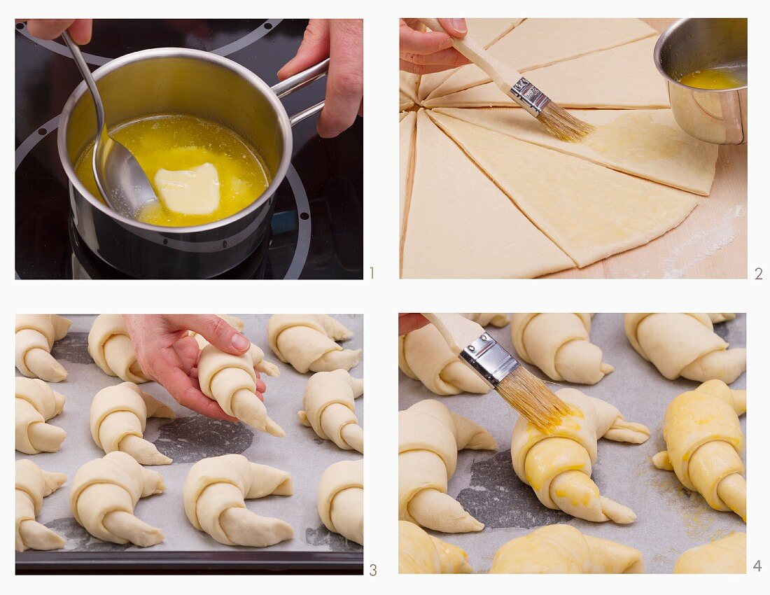 Butter croissants being made