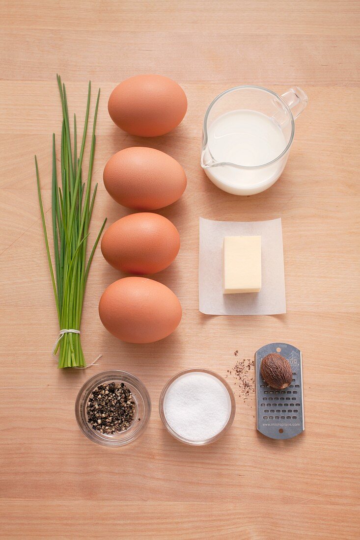 Ingredients for scrambled eggs