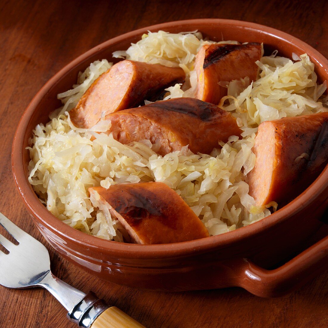 Polish kielbasa with sauerkraut