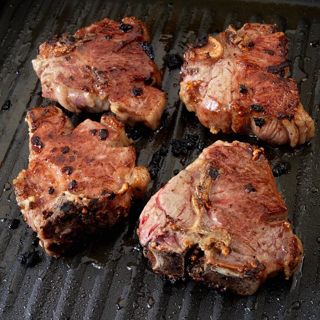 Lamb chops on a grill pan