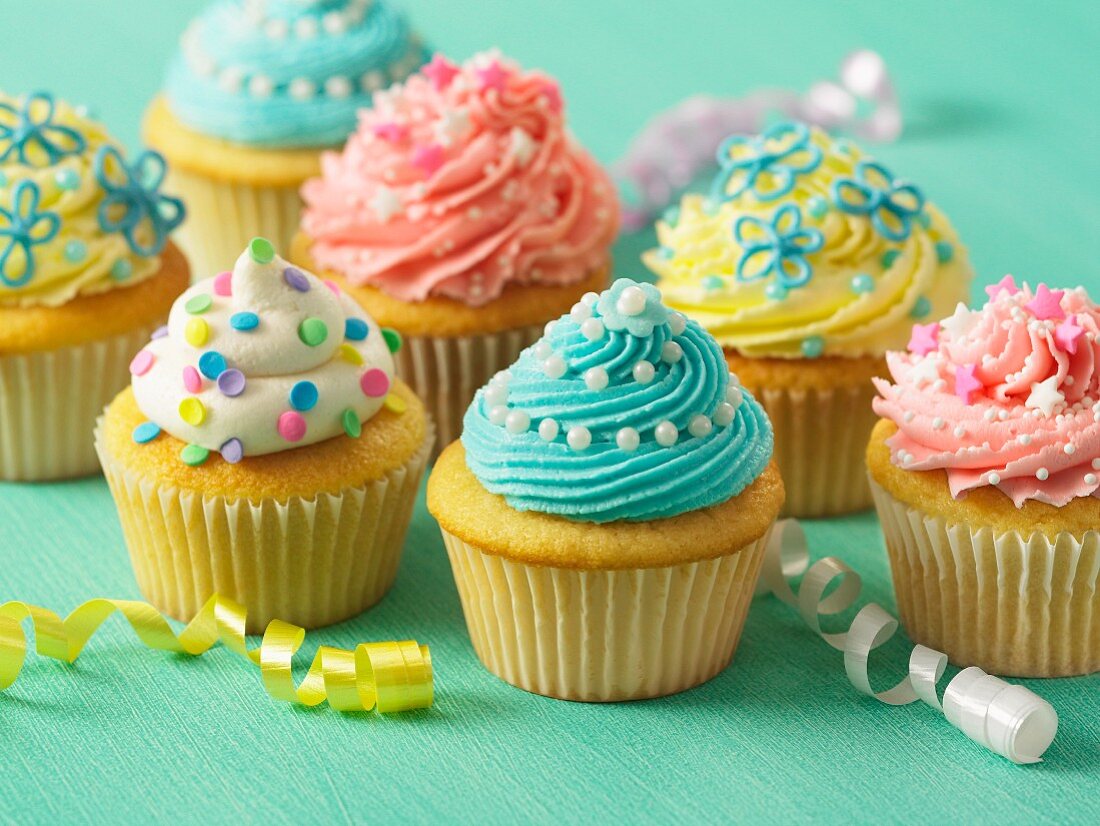 Easter cupcakes decorated with colourful frosting