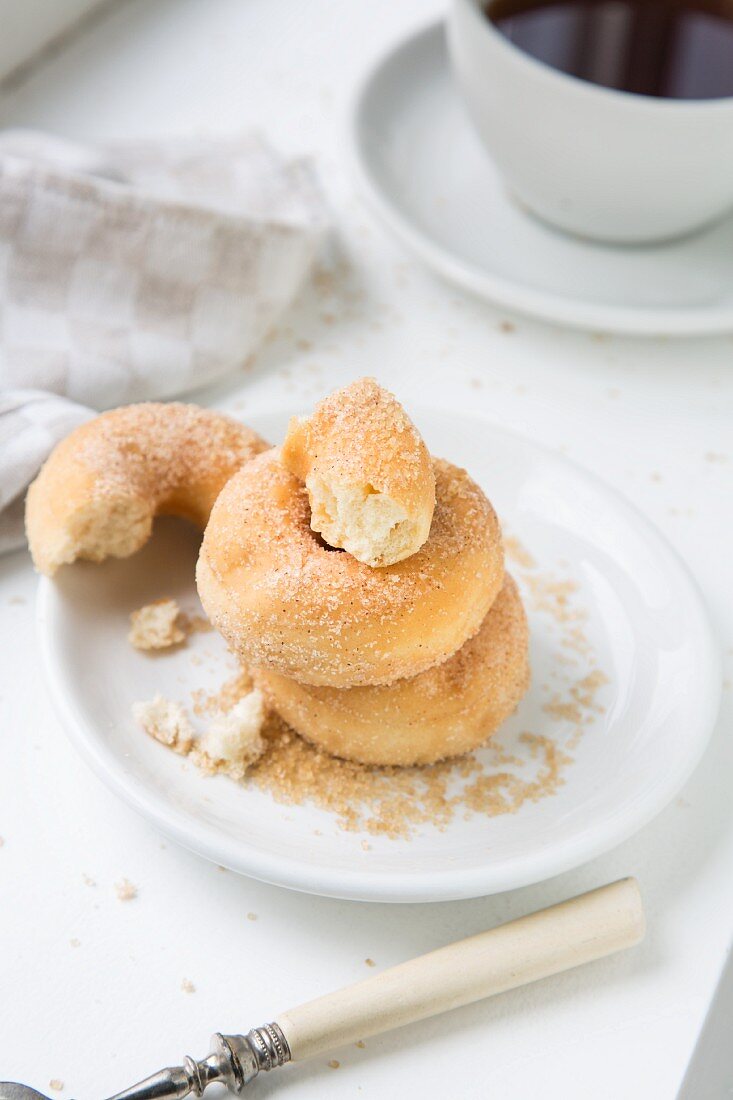 Mini doughnuts on a white plate